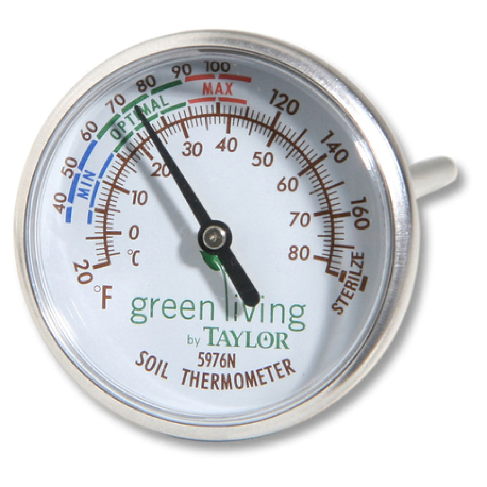 Taylor 5976N Soil Testing Thermometer Dial Type 20° To 180°F (0° To 80° C) Temperature Range