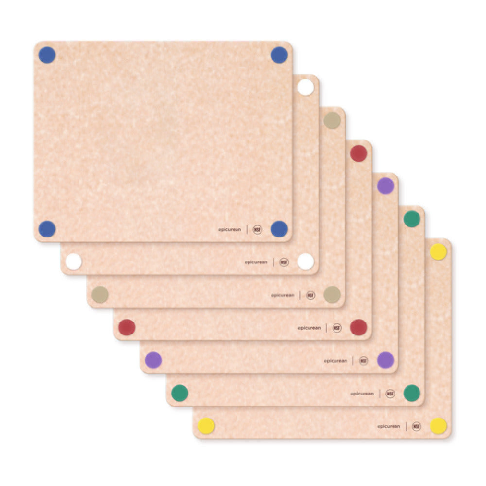 Epicurean 622C-141101 Epicurean HACCP Non-Slip Cutting Board 14.5" X 11.25" X 3/8" In Natural 7-Piece Set