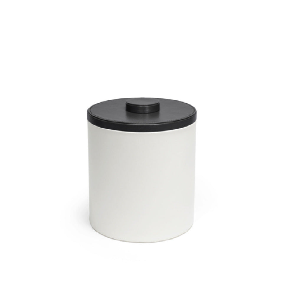 FOH RIB028WHL21 3.5qt Round London Ice Bucket White With Black Lid Includes One RIB017WHL21-BTM 3.5qt Round London Ice Bucket Base White