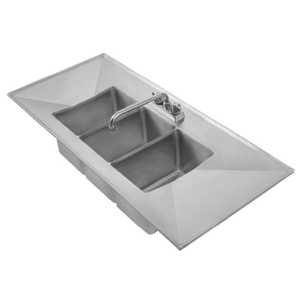 Klinger's Trading DIS32D Drop-In Sink Three Compartment (2) 9-1/2" Drainboards
