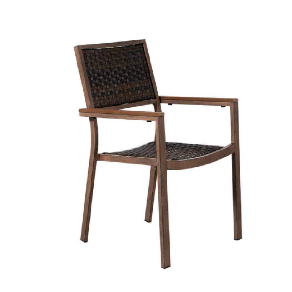 Plantation Prestige Commercial Furniture 8761100-0467 Savannah Arm Chair All Aluminum Chestnut Finish