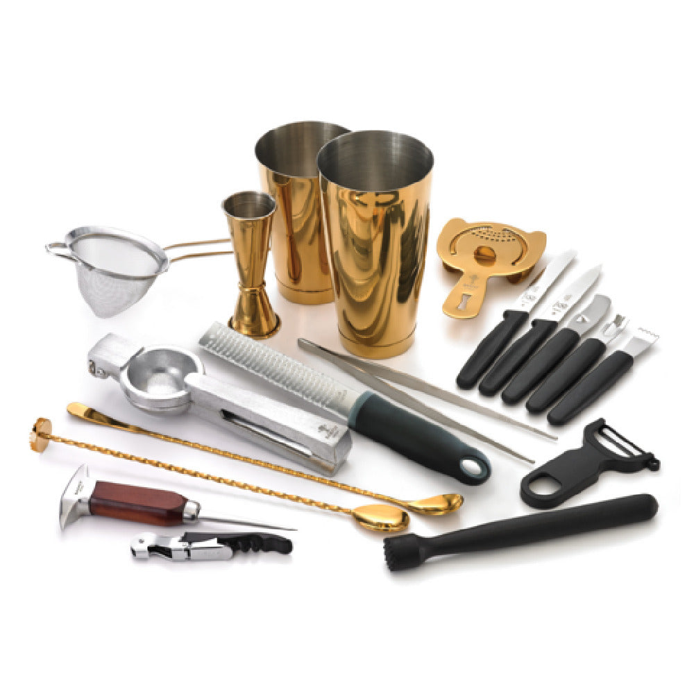 Mercer M37102GD - Barfly® Deluxe Set, 18-piece, Includes: (1) Cocktail Shaker Set