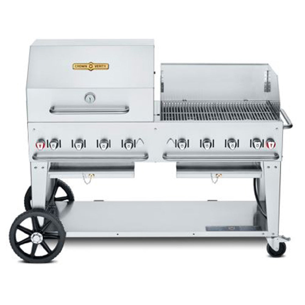 Crown Verity CV-MCB-60RWP Mobile Outdoor Charbroiler LP Or NG Gas 58" X 21" Grill Area