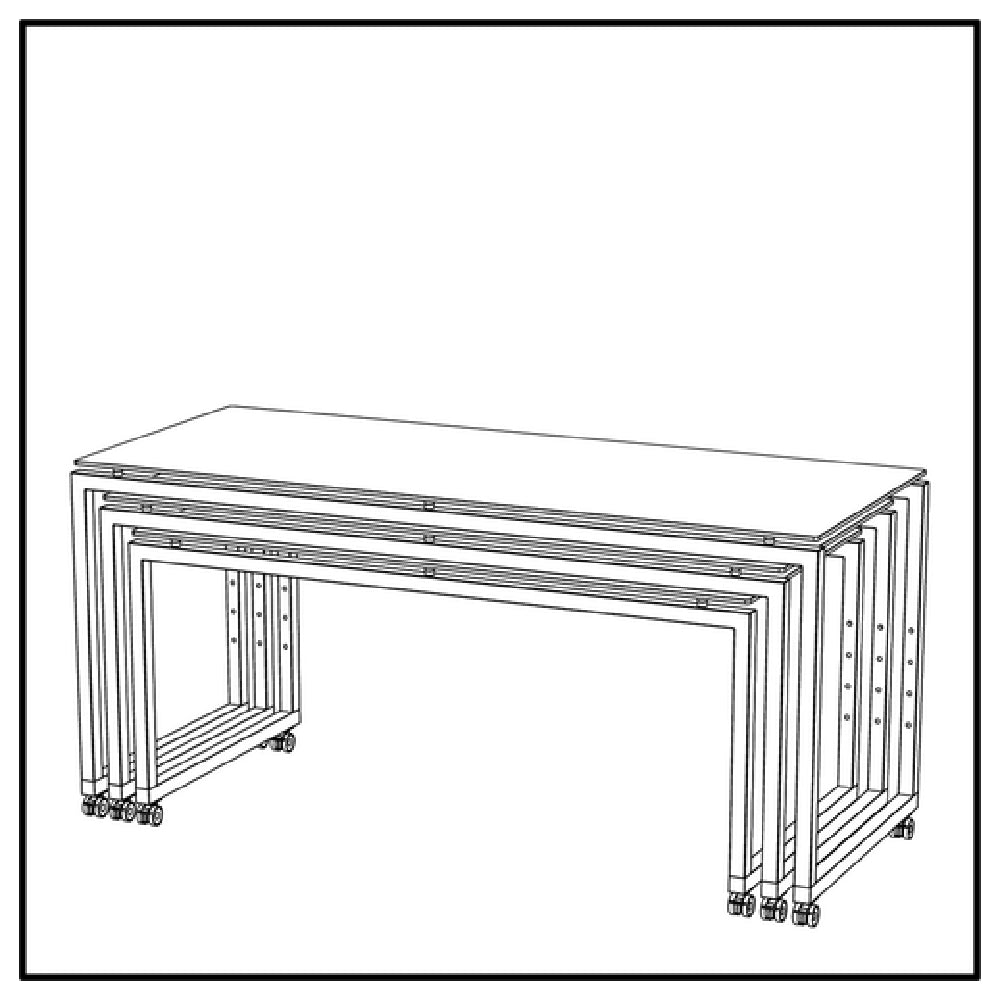 Bauscher Hepp VE-81094 - Venta® Buffet Table, (set Of Three Tables) On Castors With Integrated Height Adjustment