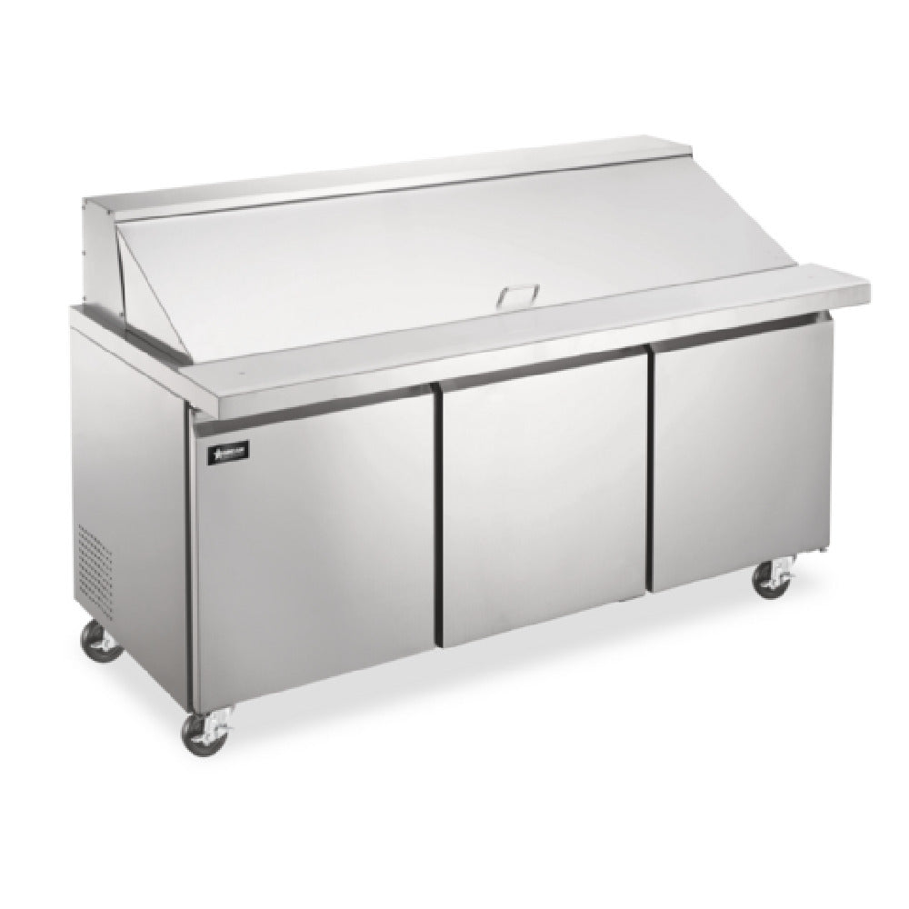 Omcan 50130 (PT-CN-1787-M-HC) Mega Top Salad / Sandwich Prep Table Three-section