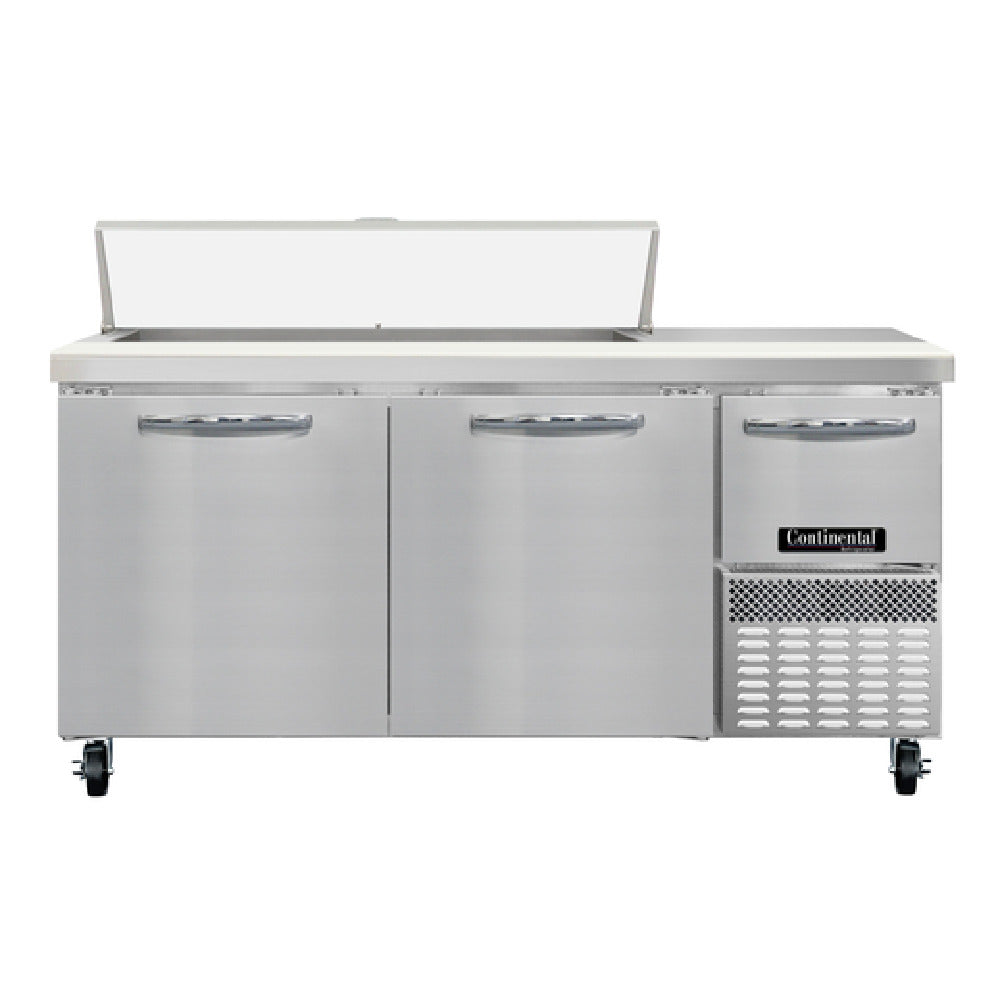 Continental Refrigerator RA68N12 Refrigerated Base Sandwich Unit 68"W 300 Series Stainless Steel Top With (12) 1/6 Size X 4" Deep Pans