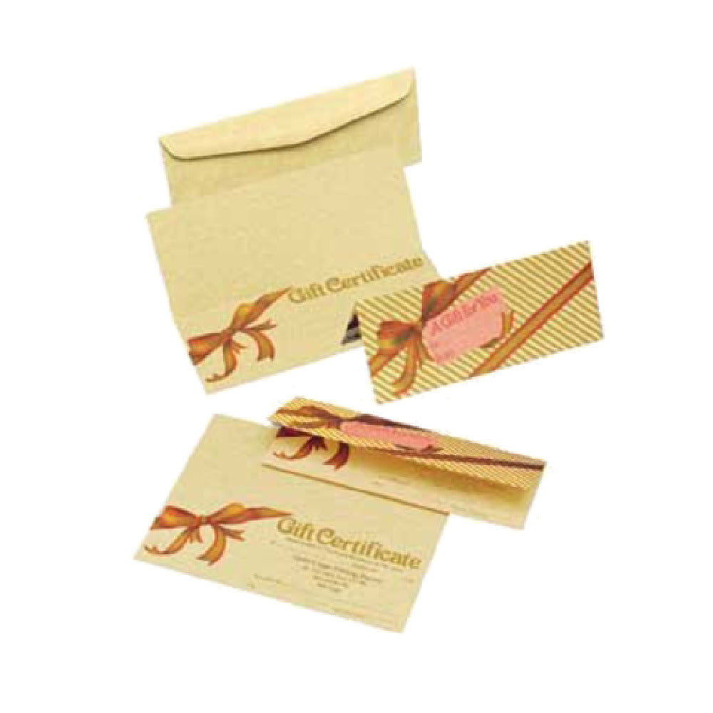 Menu Solutions GC054-500 Gift Certificate Printed On Mottled Gold Simulated Parchment Paper