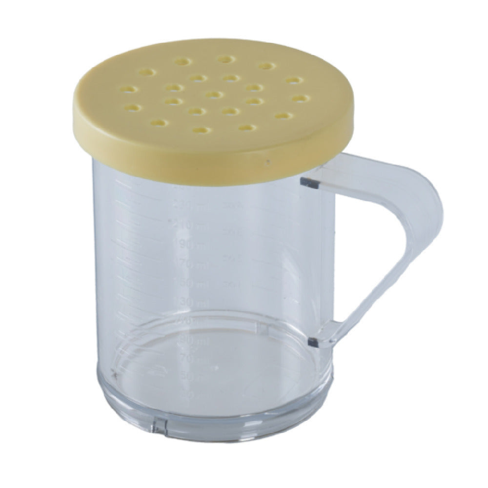 Omcan 81166 (81166) Dredge 10 Oz. Capacity Yellow Lid With 4 Mm Holes For Coarsely Ground Products