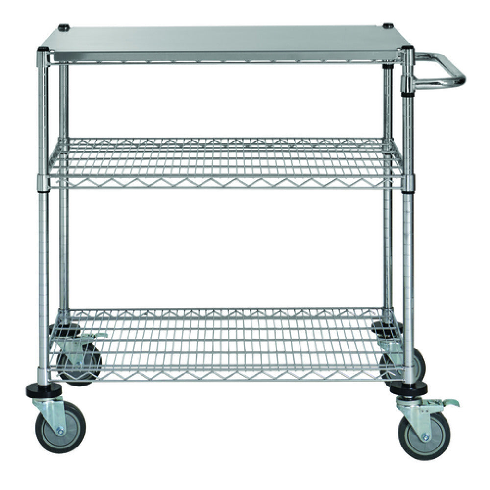 Hubert 93978 - HUBERT® 3-Tier Wire Cart With Stainless Steel Top, Chrome, 36"L X 24"W X 39 1/2"H