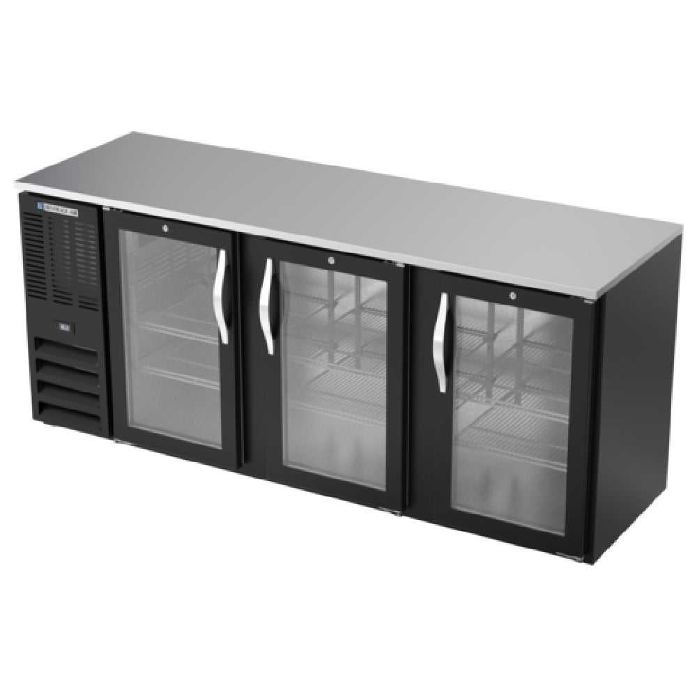 Beverage Air BBN78HC-G-B - Refrigerated Back Bar Storage Cabinet, Three-section, 78"W X 26-3/8"D X 34"H