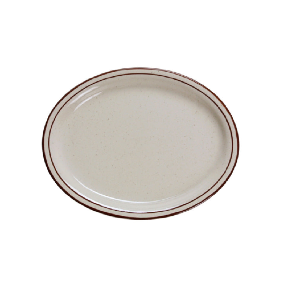 Yanco BR-13 Brown Speckled Platter 11-1/2"L X 9-1/2"W Oval