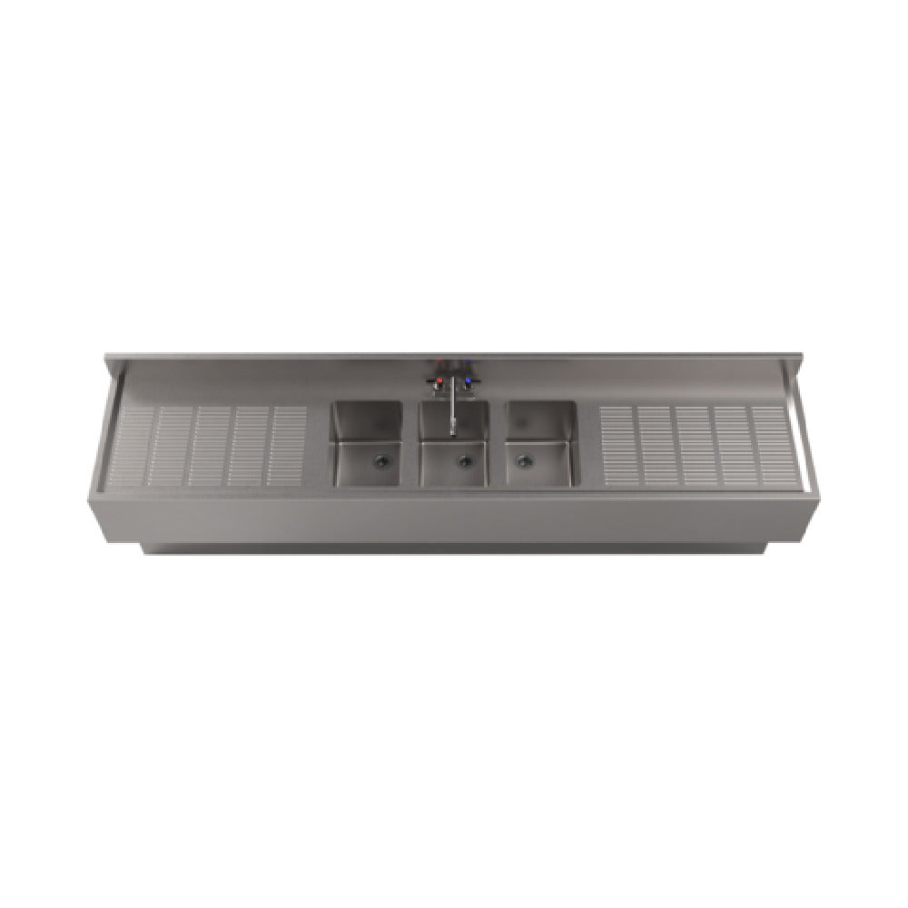 BK Resources UBB-21-396TS - Underbar Sink, Three Compartment, 96”W X 21-1/4"D X 33-1/2"H Overall Size