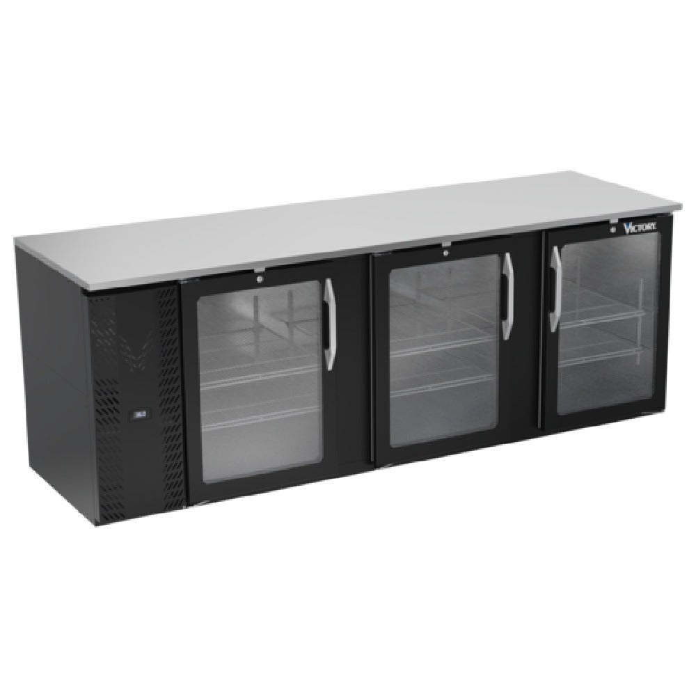 Victory VBB94HC-G-B - Back Bar Refrigerator, Three-section, 94"W X 29-11/16”D X 34"H