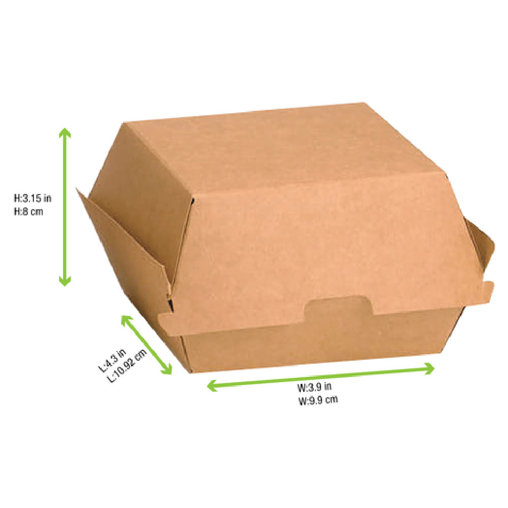 PacknWood 210EATBUK105 - Grab & Go Burger Box, 3.9"W X 4.3"L X 3.15"H, Mini