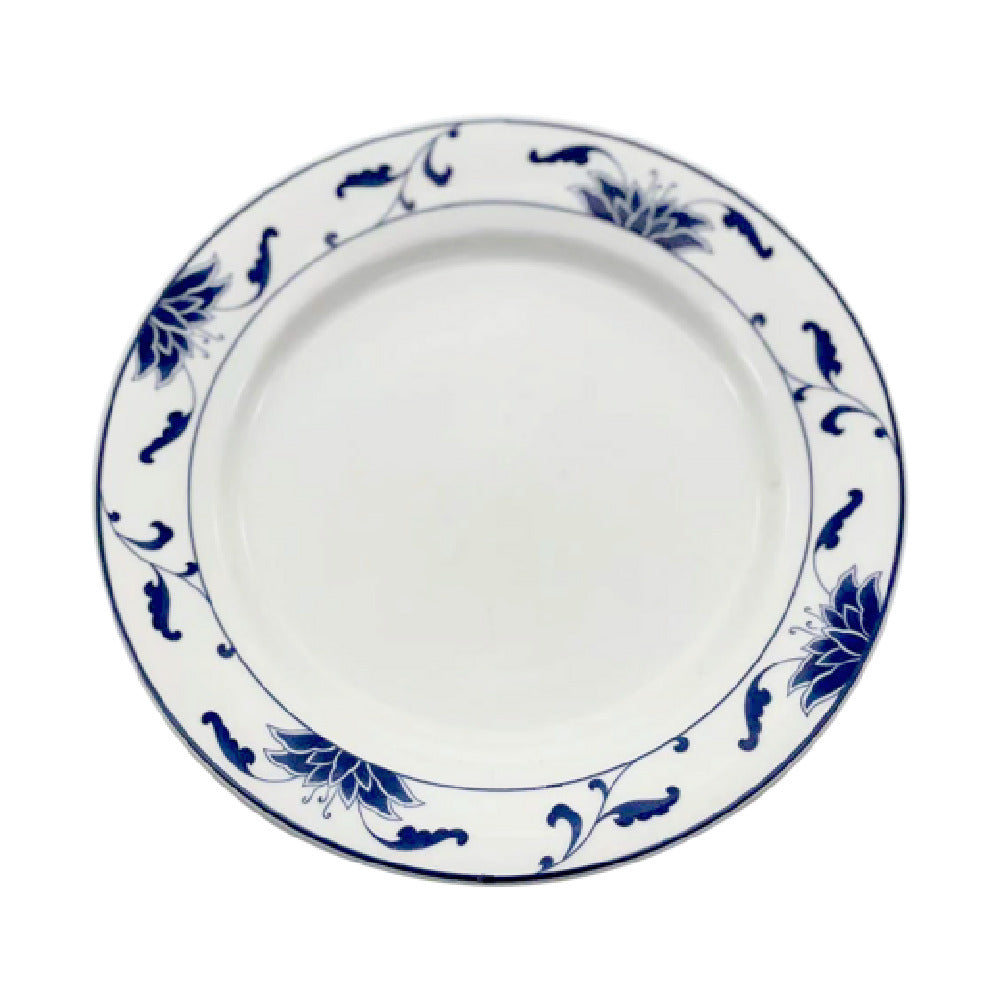 Cameo China 255-101 Blue Lotus Rim Plate 10-1/4" Dia. X 1"H (26 Cm X 2.5 Cm)