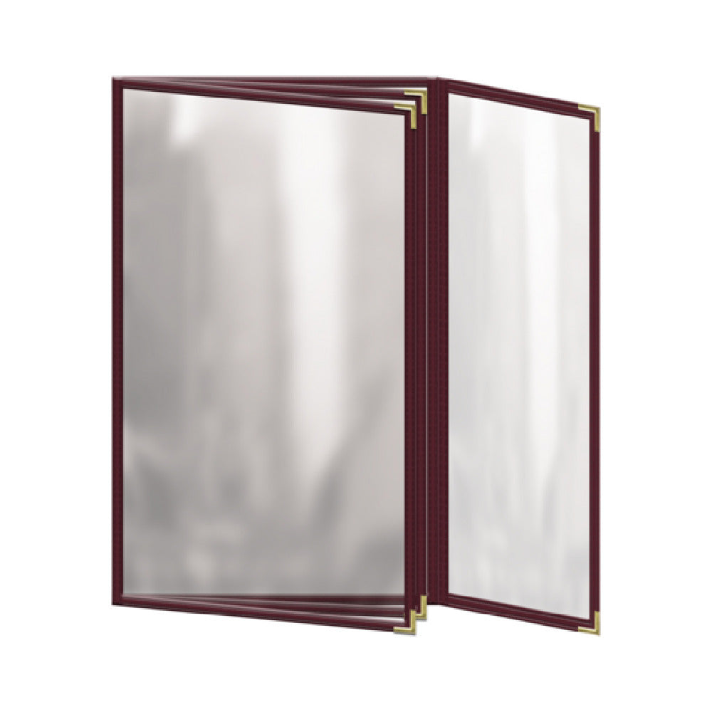 Risch TETBQ 8.5X14 Deluxe Clear Sewn Menu Cover 8-1/2" X 14" Triple Pocket Booklet