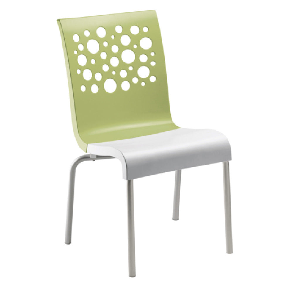 Grosfillex US835724 - Tempo Stacking Side Chair, Resin Back With Circles Cutout, Resin Seat