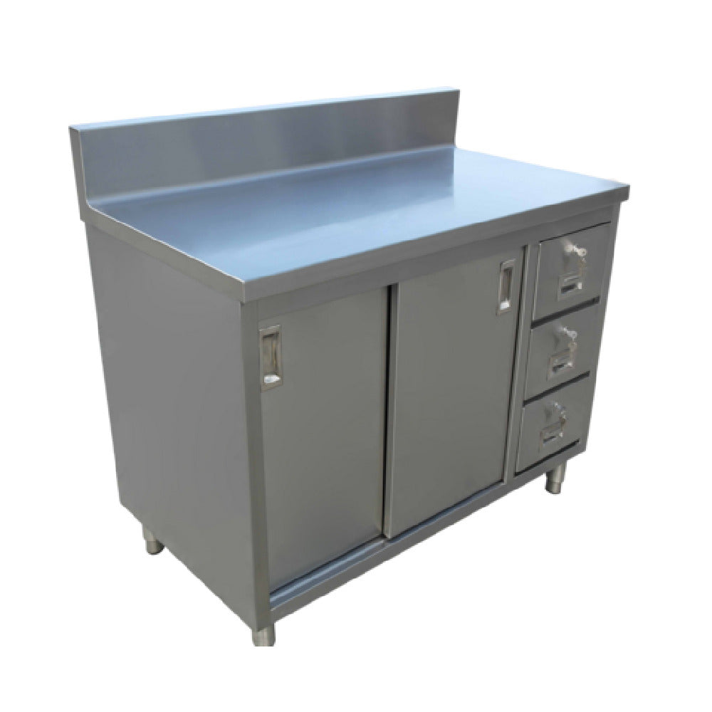 Omcan 43483 (43483) Work Table Cabinet Base With Sliding Doors & (3) Drawers