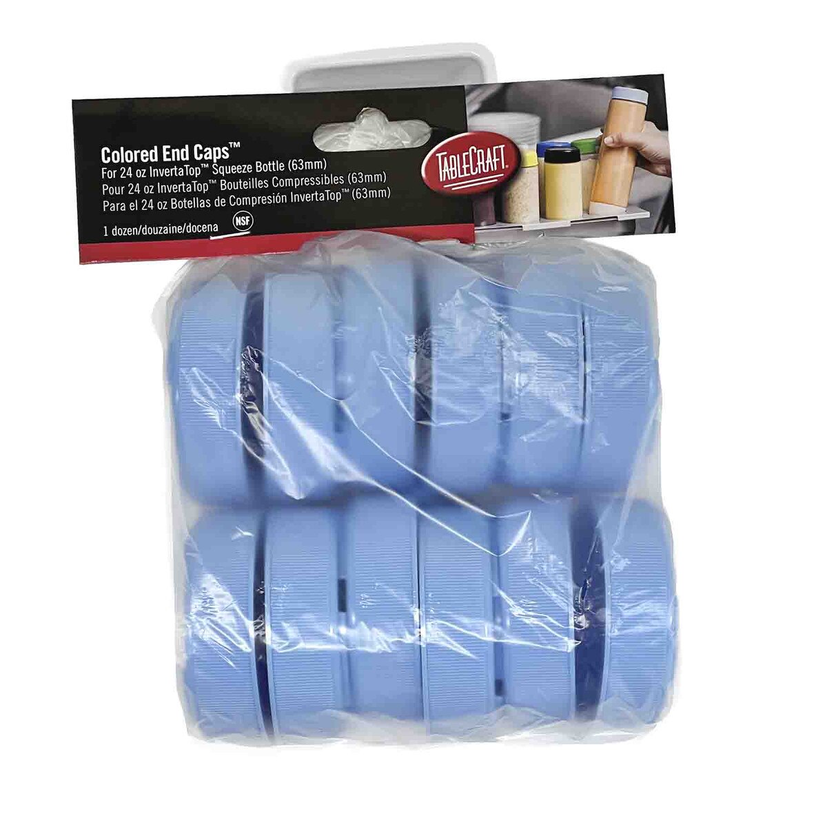 Tablecraft 63FCAPLBL Invertatop™ Squeeze Bottle End Cap Fits All 63mm Squeeze Bottles Pack of 12