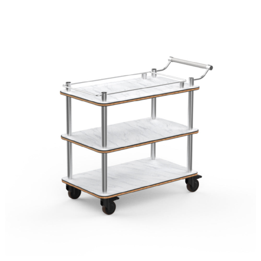 Steelite MGCRNX15CSXX Rollin Top Border Cart With Stainless Steel Handle White Carrera Stainless Steel
