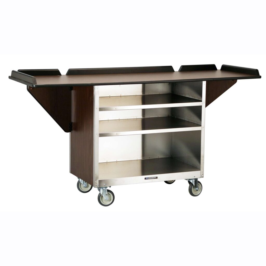 Lakeside 675 Beverage Service Cart Drop Leaves (3) 21" X 35" Interior Shelves