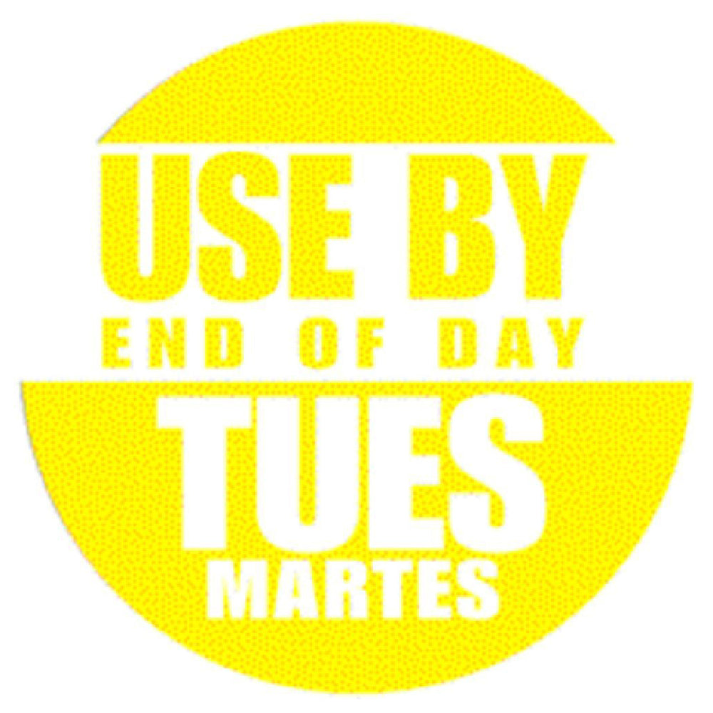 Hubert 33231 - Food Rotation Label, "Use By End Of Day Tuesday", 3/4" Dia.