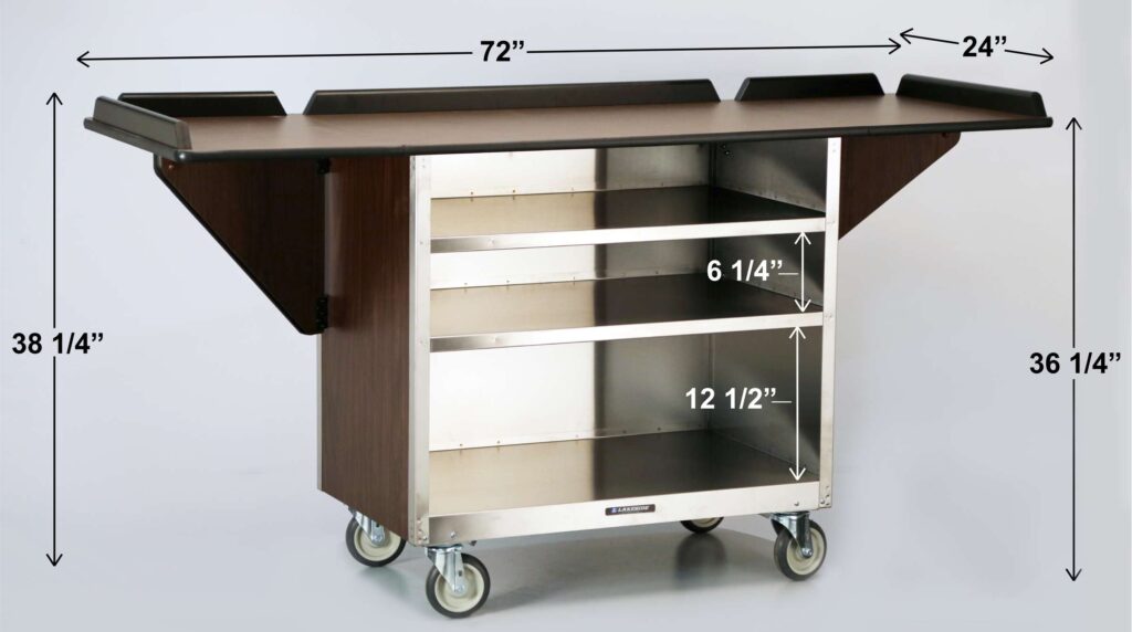 Lakeside 675 Beverage Service Cart Drop Leaves (3) 21" X 35" Interior Shelves