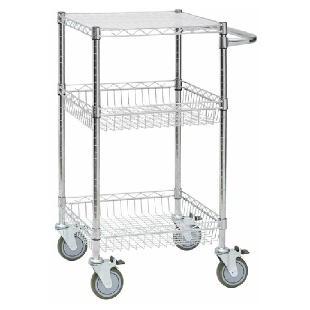 Hubert 69890 - Wire Workstation Cart, 3-shelf, 24" X 21" X 39-3/4"H