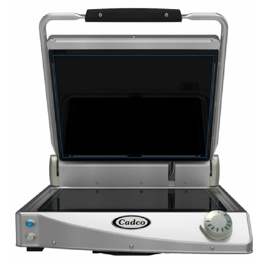 Cadco CPG-15F(220) Jumbo Single Clamshell Grill Black Glass-ceramic Grill Surfaces