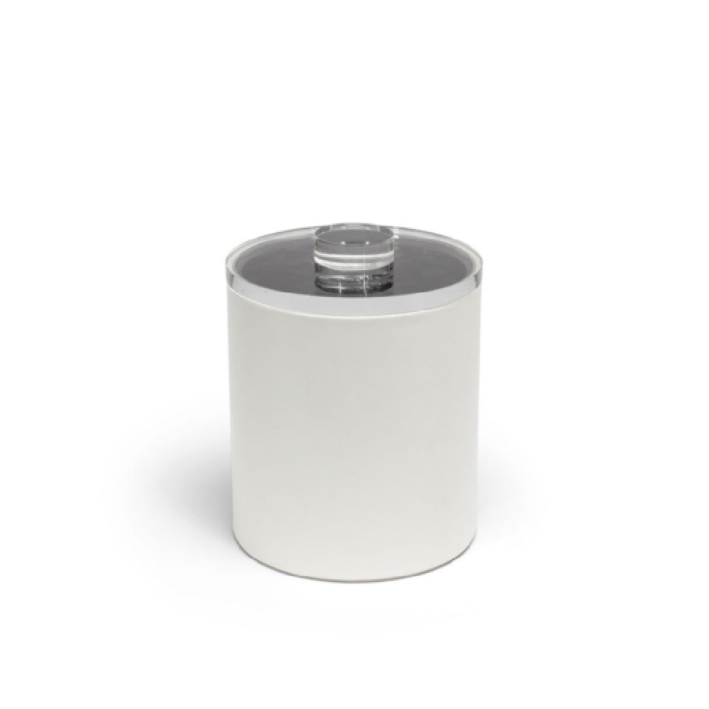 FOH RIB064WHL21 2qt Round London Ice Bucket White With Acrylic Lid Includes One RIB014WHL21-BTM 2qt Round London Ice Bucket Base White