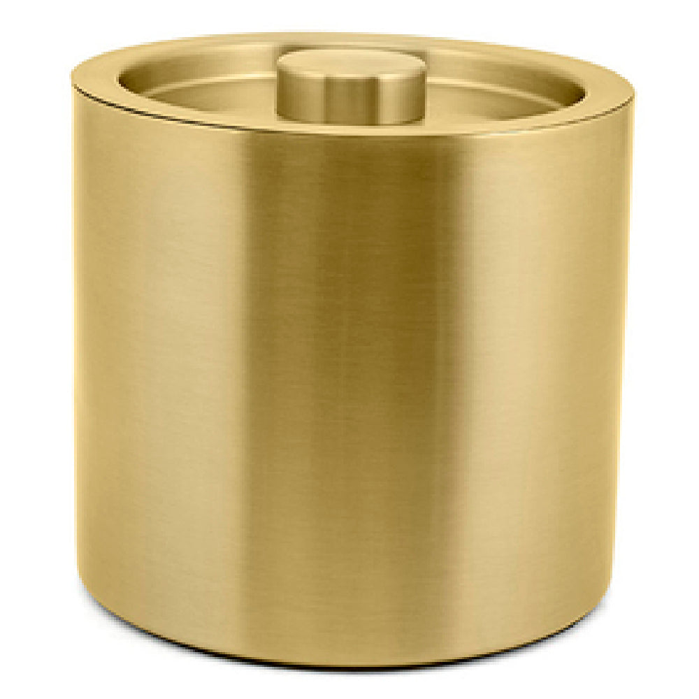 FOH RIB024GOS21 3qt Round Brushed Stainless Ice Bucket Matte Brass Includes One RIB024GOS21-BTM 3 Qt Round Brushed Stainless Ice Bucket Base Matte Brass