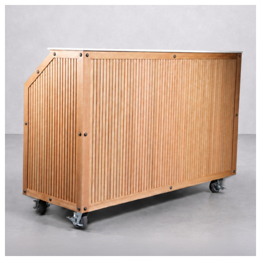 Krowne OBMB-66-B - The Oak & Brass Mobile Bar With Essential Kit Inserts, 70"W, Fully Contained