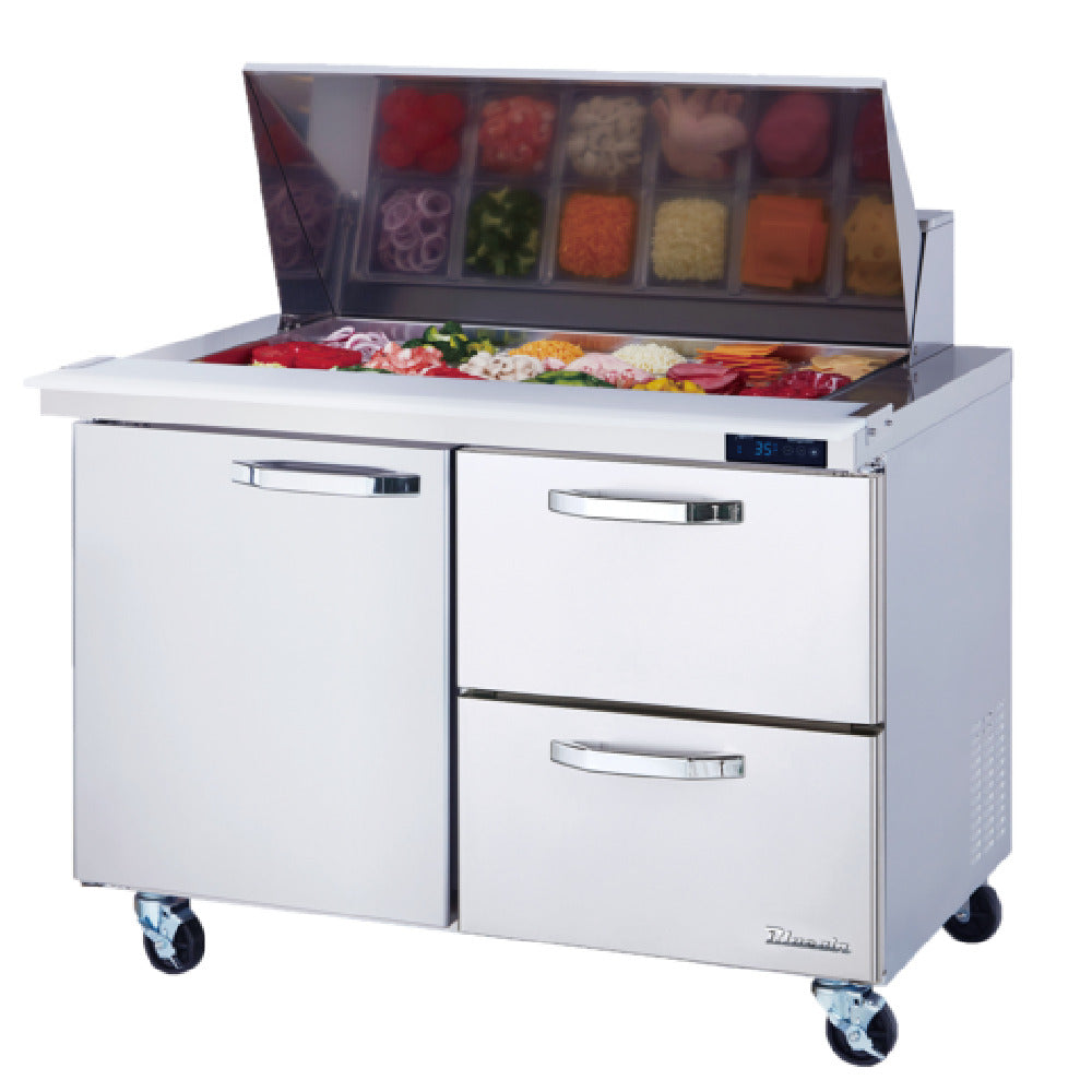 Blue Air BLMT48-D2R-HC Mega Top Sandwich Prep Table Two-section 48-3/8"W