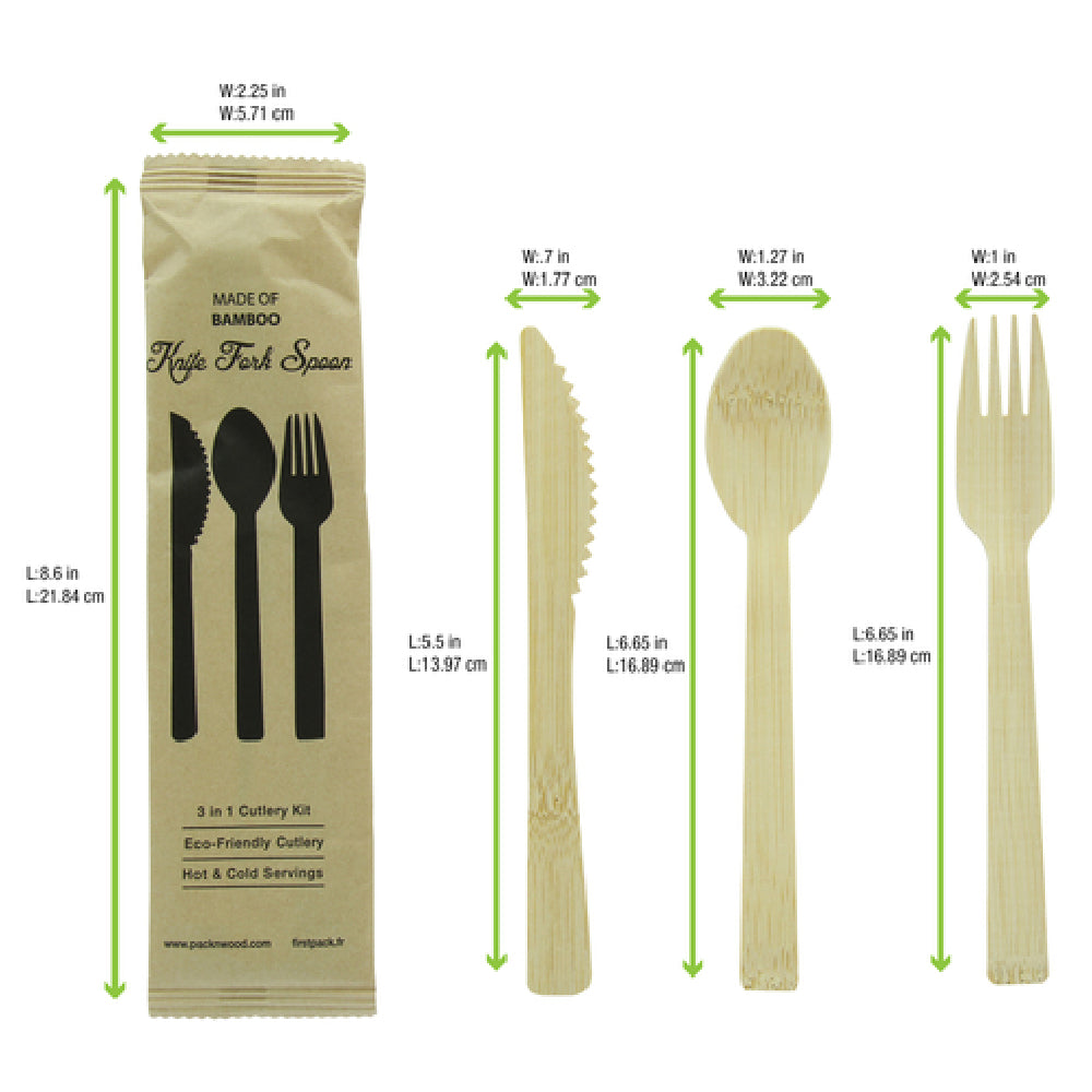 PacknWood 210CVBJNK4K - Cutlery 4/1 Kit, 8.6"L, Includes: (1) 5.5" Knife