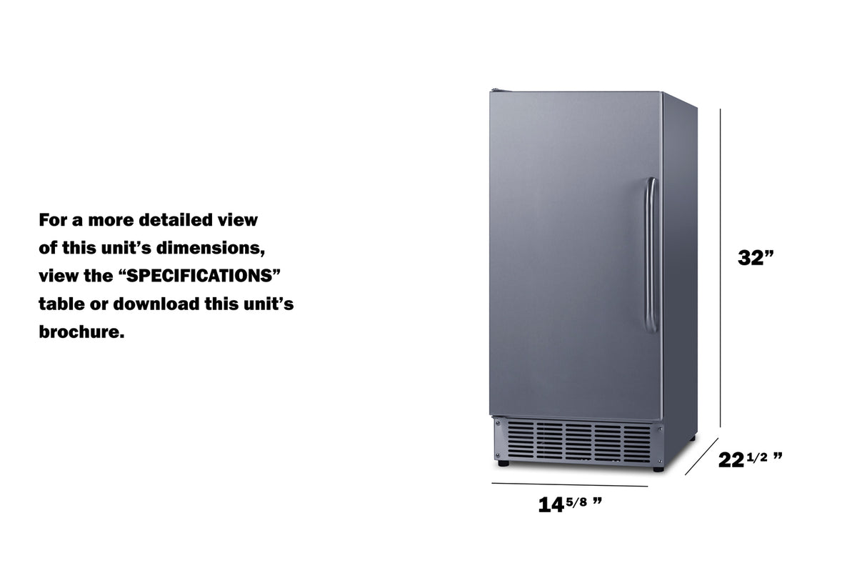 Summit BIM47OSADA Cube-style Built-In Outdoor 45 lb. Clear Icemaker, ADA Compliant