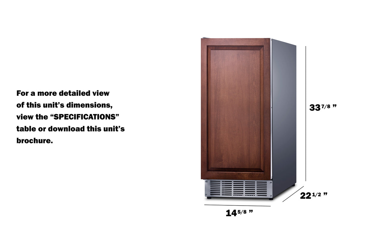 Summit BIM44GCSSIF Air-cooled Cube-style Built-In 45 lb. Clear Icemaker (Panel Not Included)