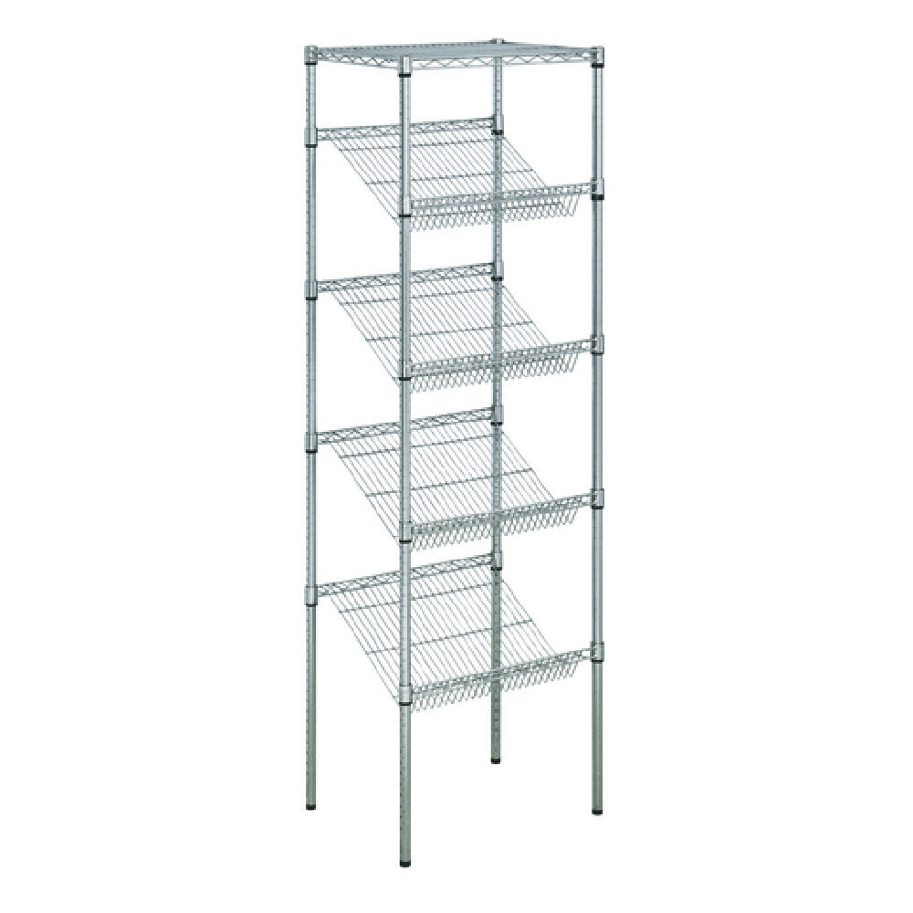 Hubert 99189 - Kratos Wire Stationary Merchandising Rack, 24"W X 18"D X 74"H, 4" Slanted