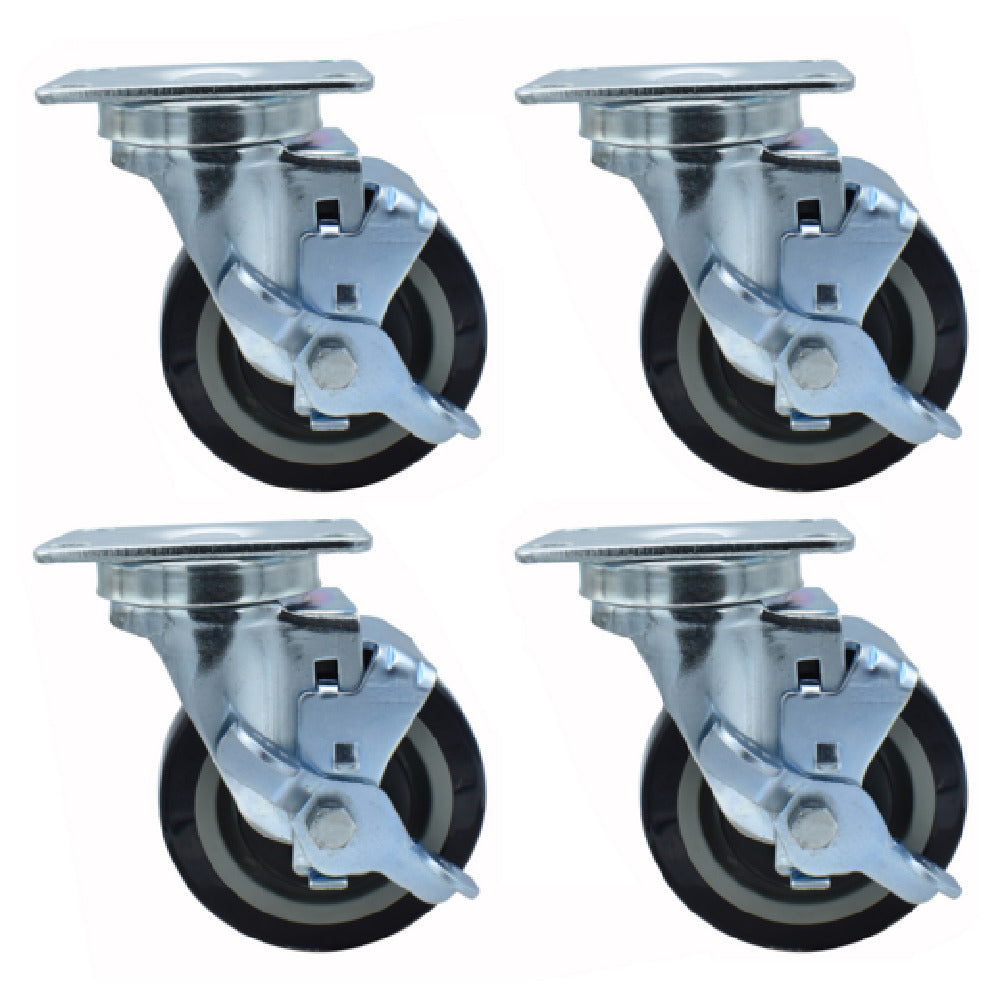 BK Resources 4SBR-1PT-PLY-PS4 - Swivel Caster, 4" Dia. X 5.313" H, Top Lock Brake