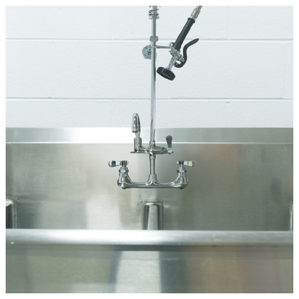 Hubert 155971 - Kratos Pre-Rinse Faucet With 8" Centers & 6" Add-On Faucet, Wall-mount