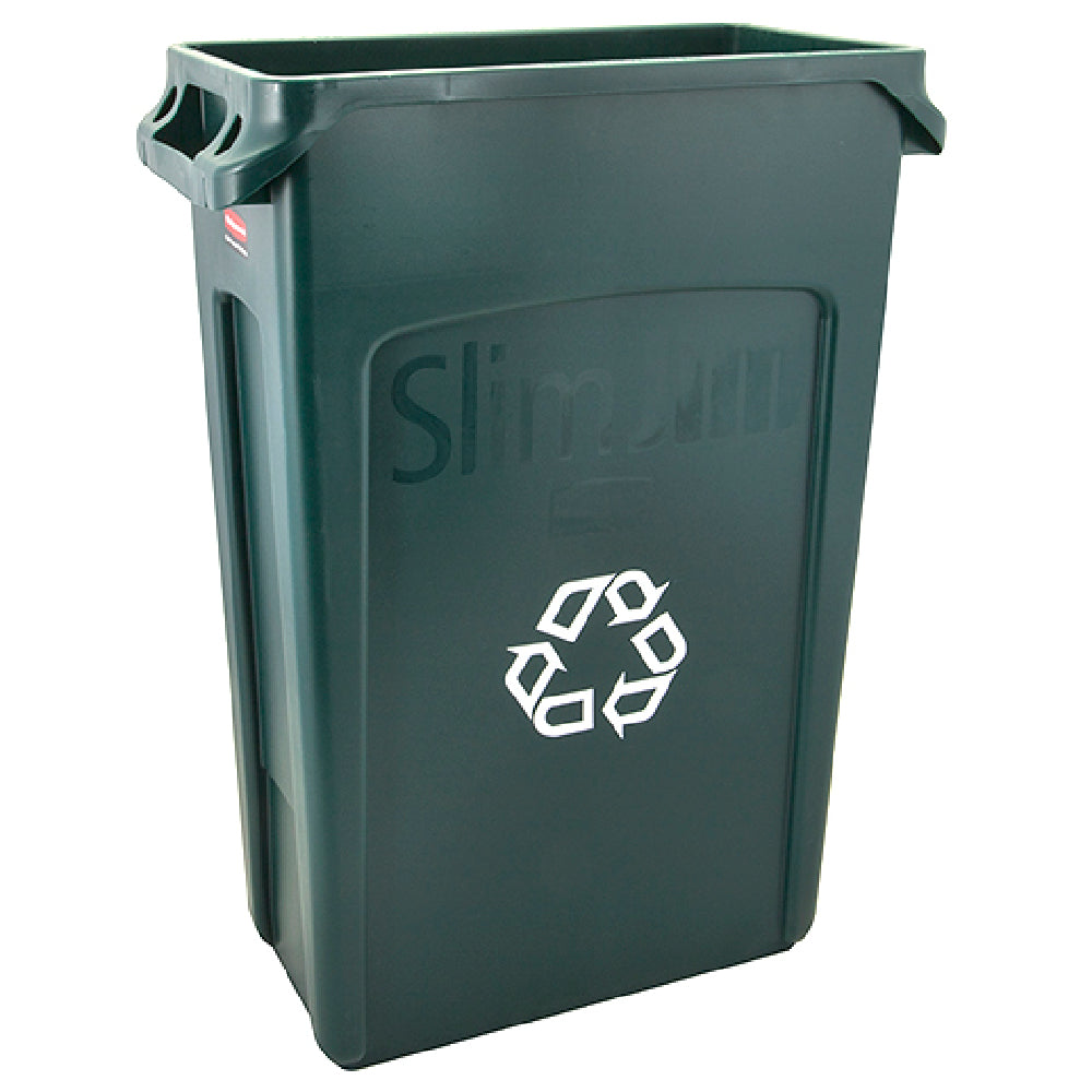 Rubbermaid RBMDFG354007GRN Slim Jim Recycling Can 23 Gal Green W Handles