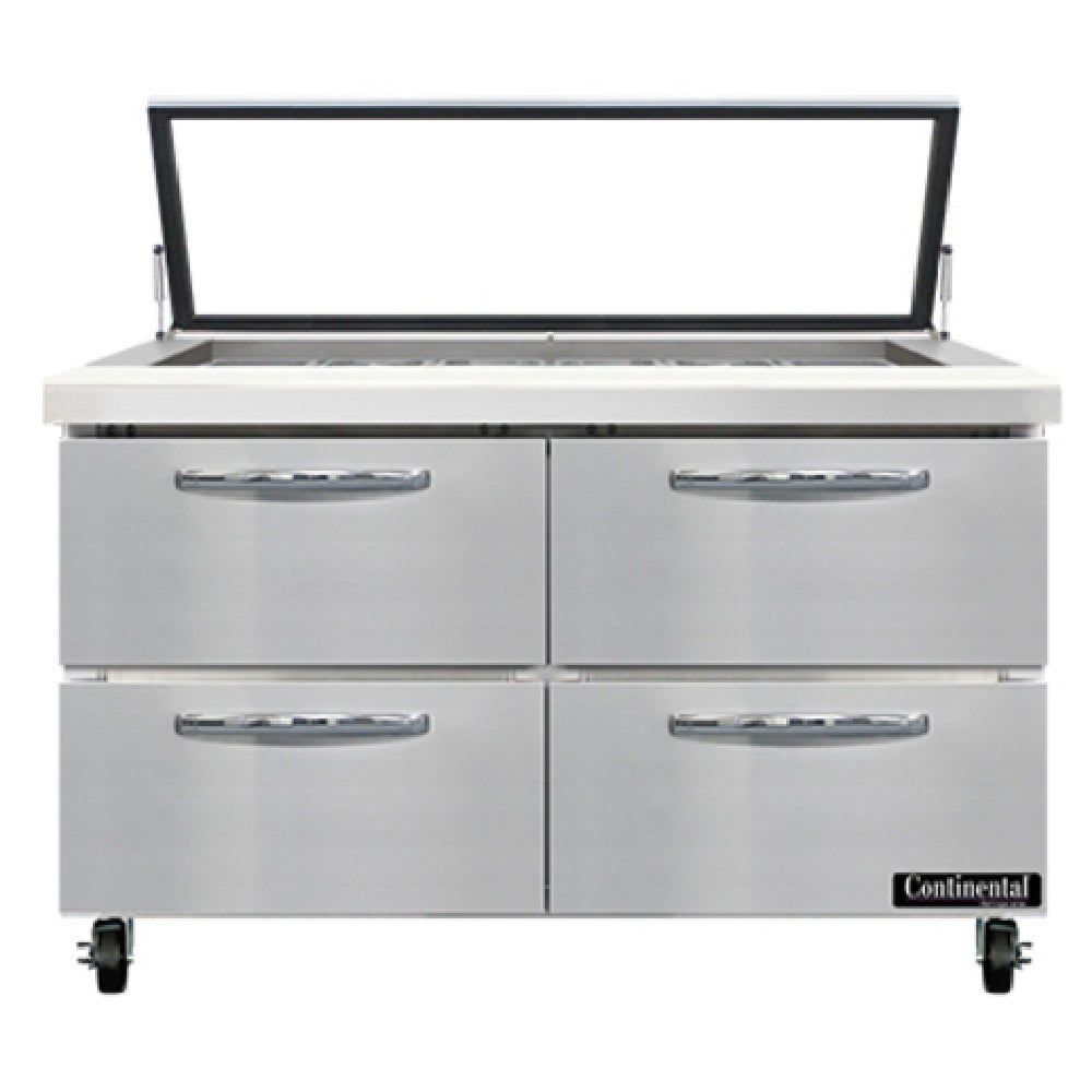 Continental Refrigerator SW48N18M-HGL-D Mighty Top Sandwich Unit With Hinged Glass Lid