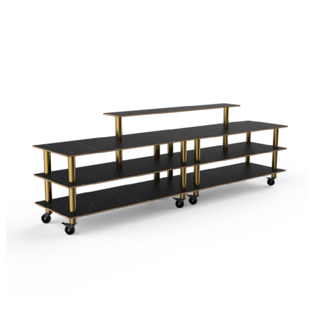 Steelite MGCMLB19MBXW - Modular Double Display Buffet Marble Black Brushed, 142.0" X 29.5" X 47.0"