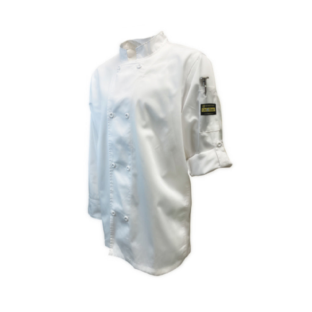 Thunder Group CJ210WHS Chef Regalia French Cuffs Chef Jackets Tapered Ventilated Long Sleeve