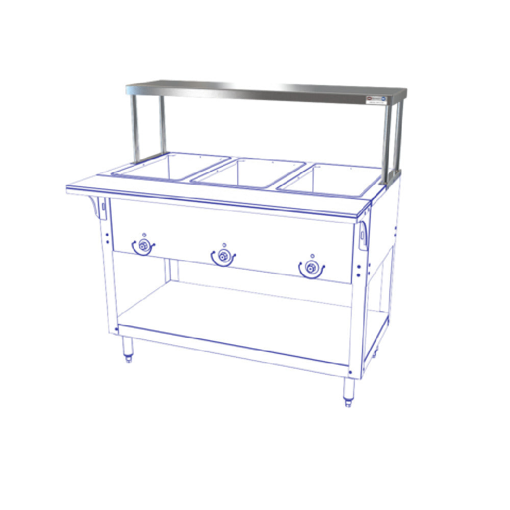 NBR Equipment HT-3-SOS Single Overshelf Fits Hot Food Tables With (3) Wells 44-3/8"W X 12" Deep Top Shelf