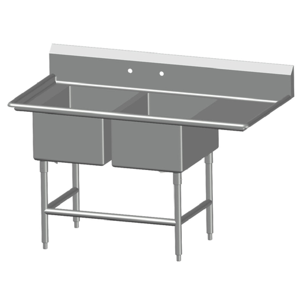 SPG 2SL24-RD24 - Universal Stainless Sink, Two Compartment, 24" Right-hand Drainboard