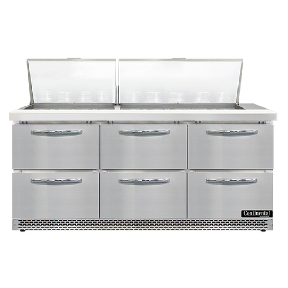 Continental Refrigerator SW72N27M-FB-D Mighty Top Sandwich Unit Front Breather