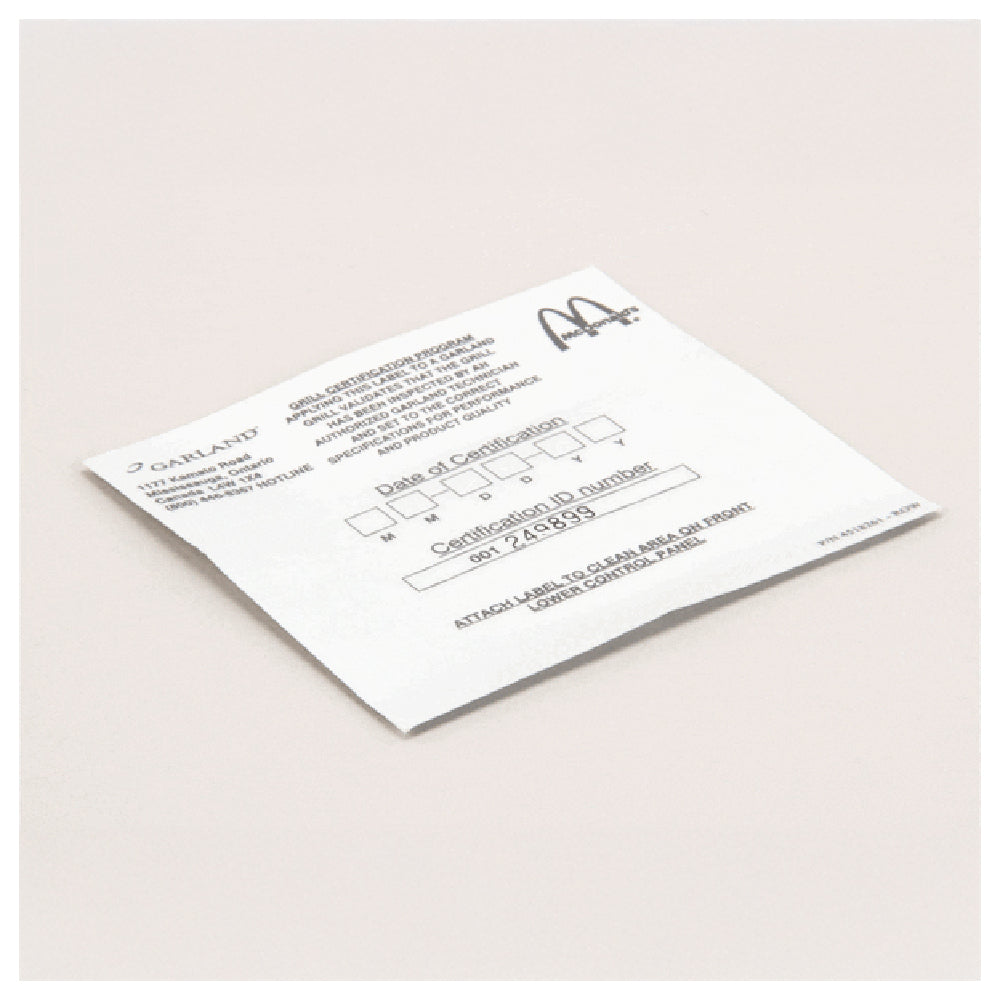 Garland 4518261 Label Cert.row