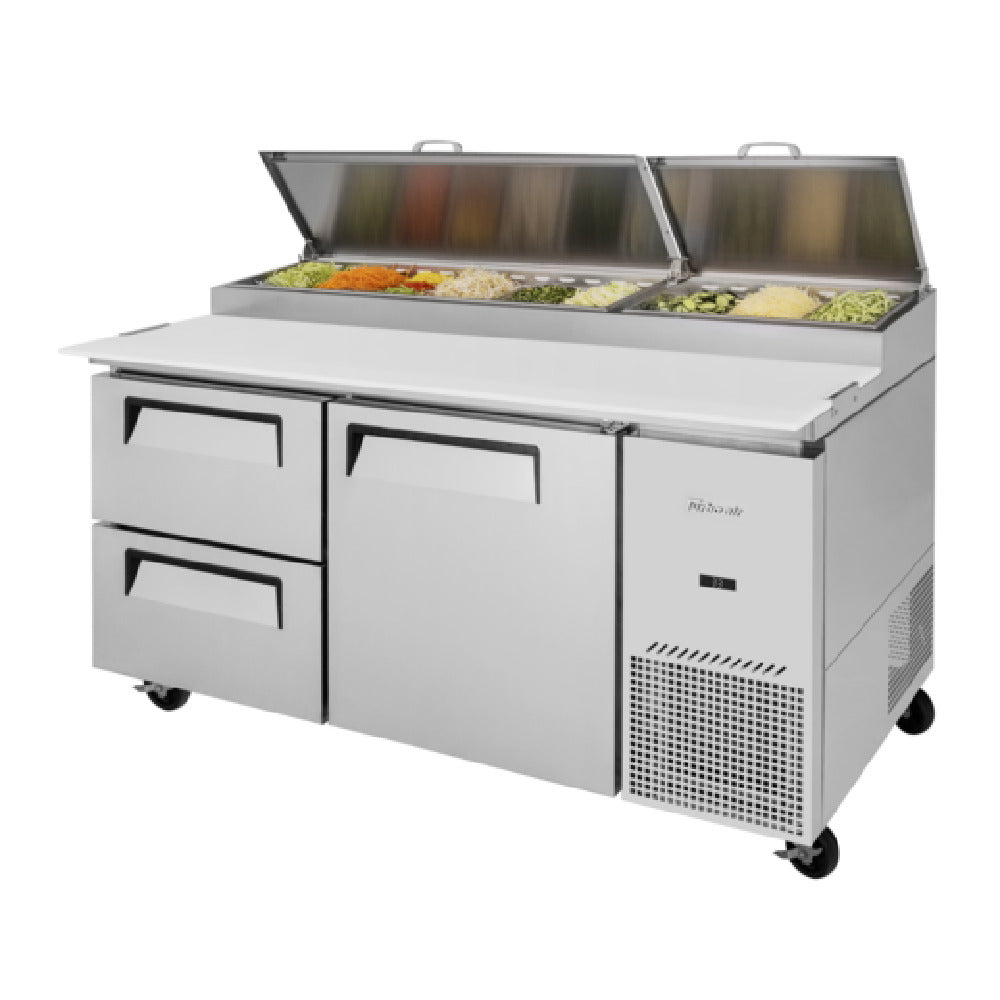 Turbo Air TPR-67SD-D2-N Super Deluxe Pizza Prep Table Two-section 20.0 Cu. Ft.