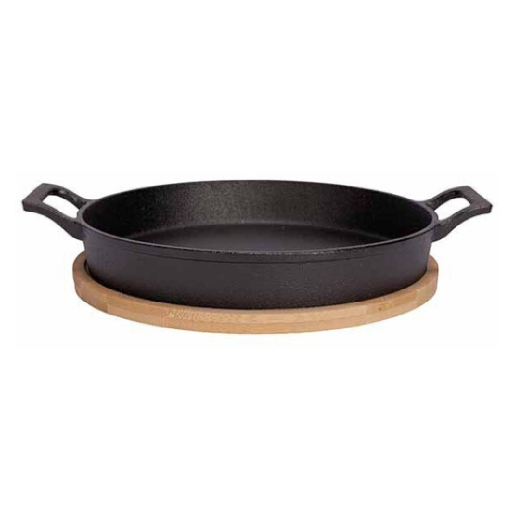 Tableware Solutions USA 5916005 Au Gratin Cast Iron Dish With Wooden Base 28 Oz.
