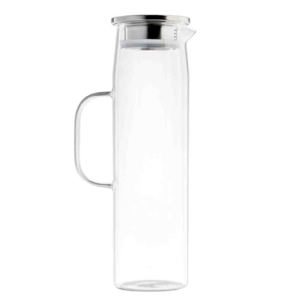 TableCraft Products 12902 - Glass Pitchers, 50 Oz., With Stainless Steel Dispensing Lids